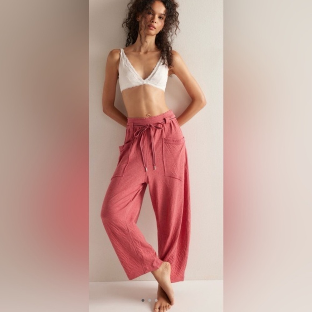 NWT Free People Intimately XS Wait A Minute Barrel Pants in Slate Rose 🌹 Combo
